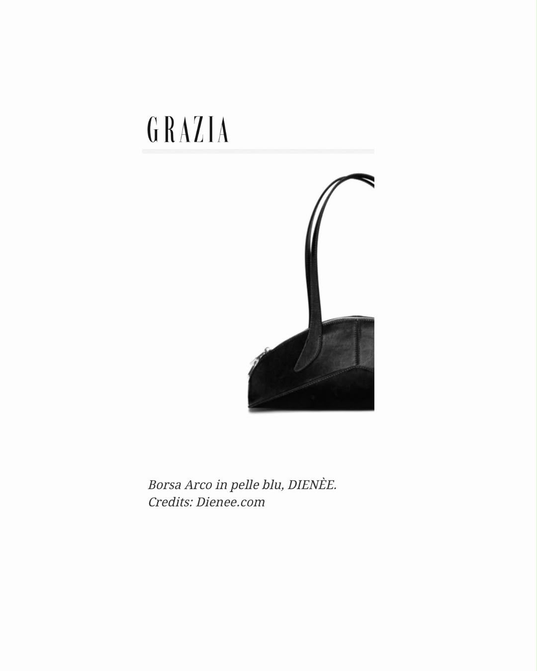 Grazia close-up of the Dienèe Arco bag in blue leather